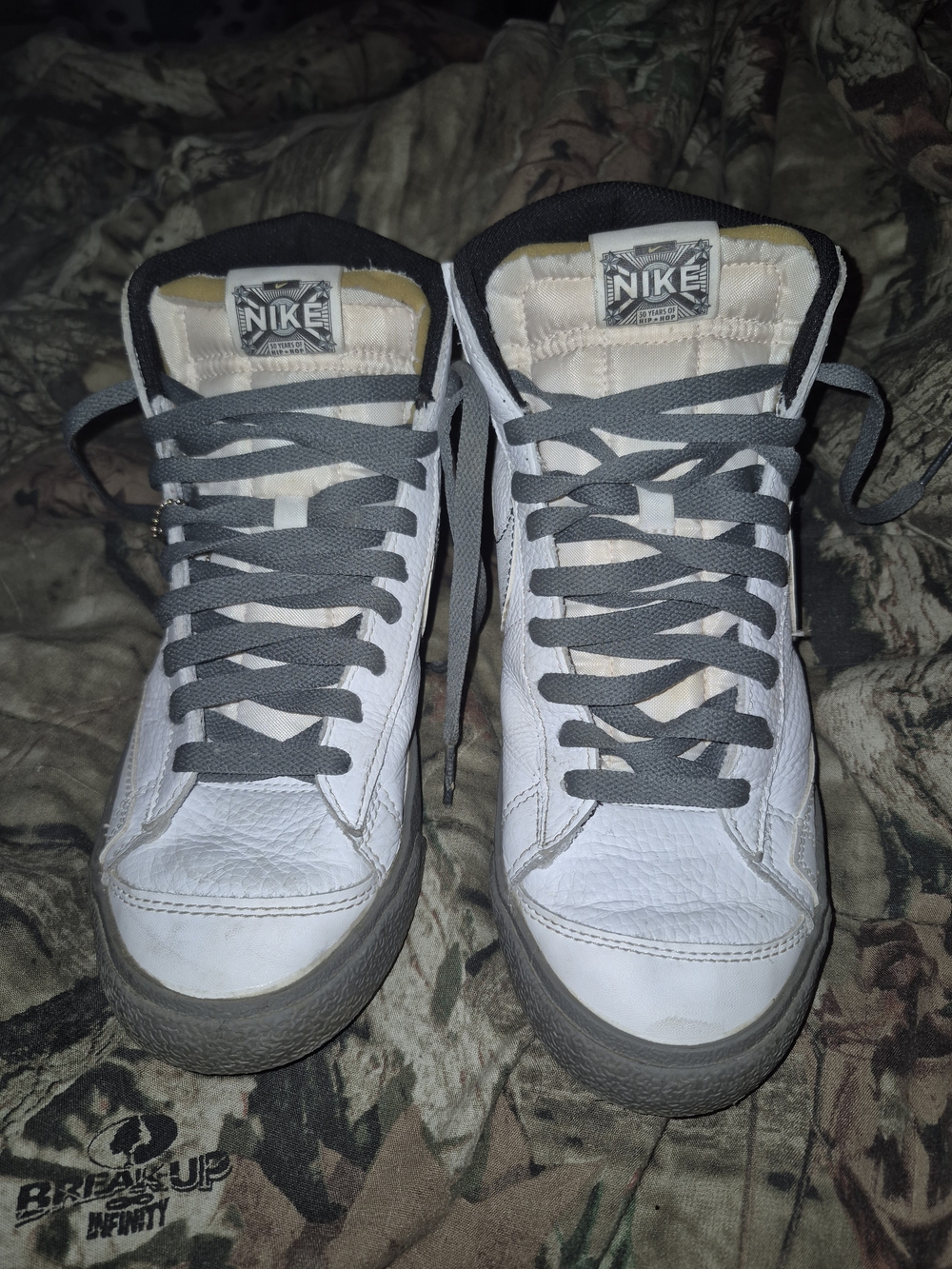 Nike Men’s White High-Top Blazer Sneakers with Gray Laces